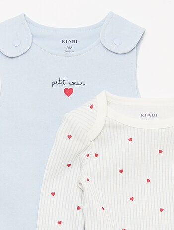 Set met body met lange mouwen + tuinbroek met voetjes