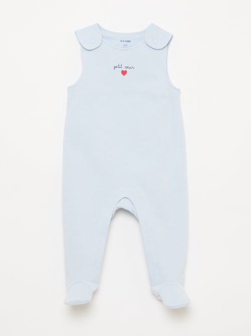 Set met body met lange mouwen + tuinbroek met voetjes - Kiabi