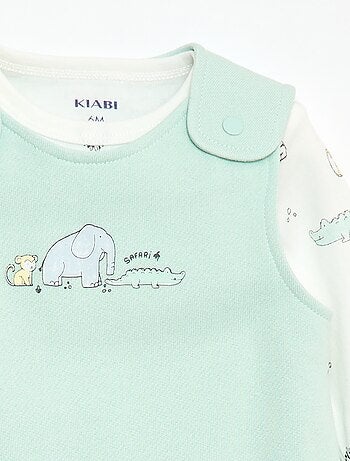 Set met body met lange mouwen + tuinbroek met voetjes