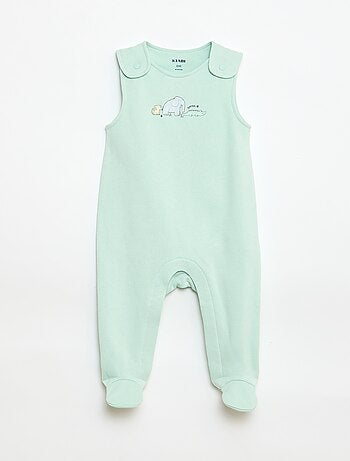 Set met body met lange mouwen + tuinbroek met voetjes