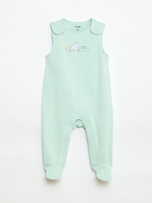 Set met body met lange mouwen + tuinbroek met voetjes - Kiabi