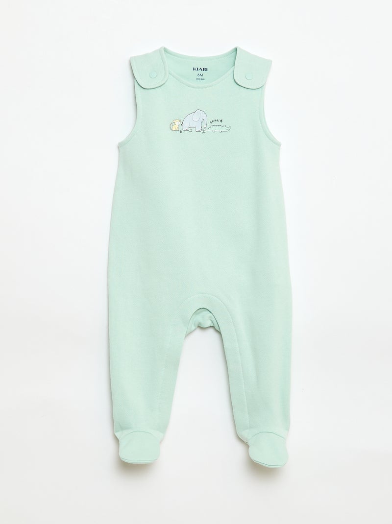 Set met body met lange mouwen + tuinbroek met voetjes Wit - Kiabi