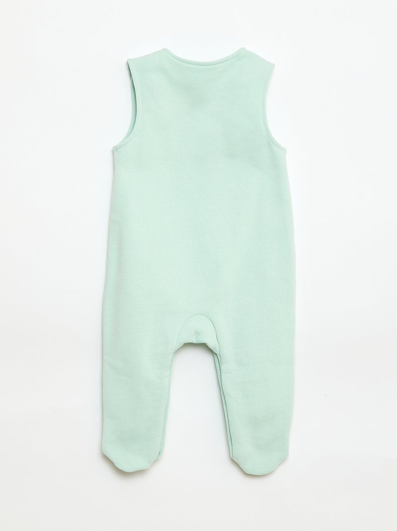 Set met body met lange mouwen + tuinbroek met voetjes Wit - Kiabi
