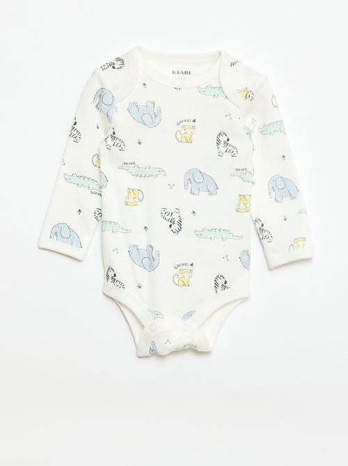 Set met body met lange mouwen + tuinbroek met voetjes - Kiabi