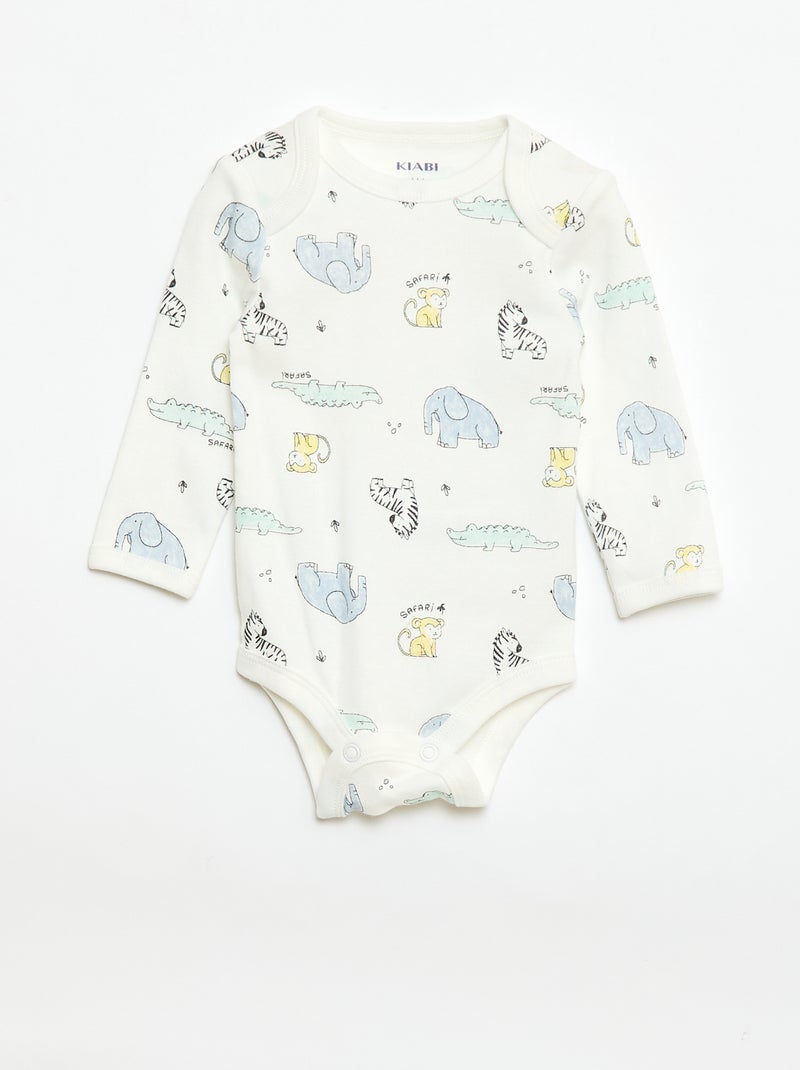 Set met body met lange mouwen + tuinbroek met voetjes Wit - Kiabi