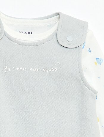 Set met body met lange mouwen + tuinbroek met voetjes