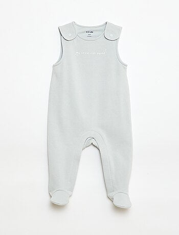 Set met body met lange mouwen + tuinbroek met voetjes