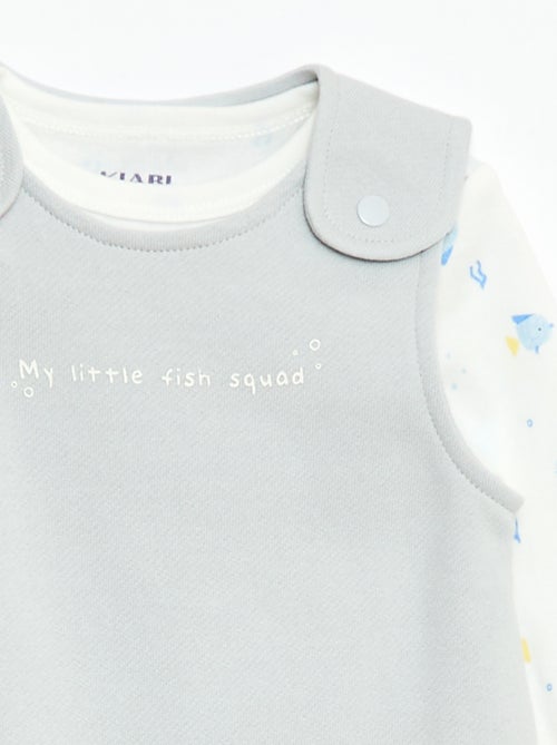 Set met body met lange mouwen + tuinbroek met voetjes - Kiabi