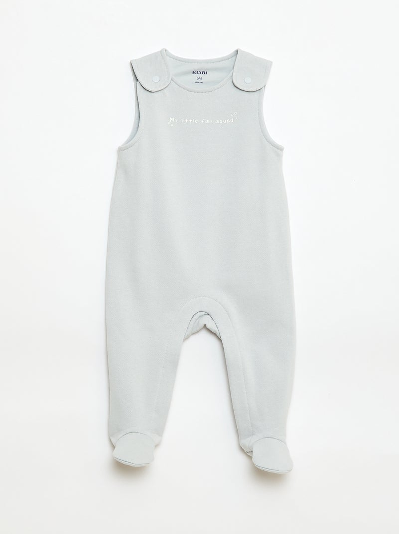 Set met body met lange mouwen + tuinbroek met voetjes Wit - Kiabi