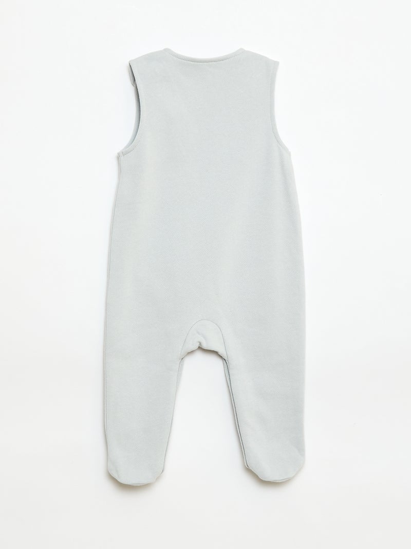 Set met body met lange mouwen + tuinbroek met voetjes Wit - Kiabi