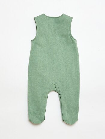 Set met body met lange mouwen + tuinbroek met voetjes