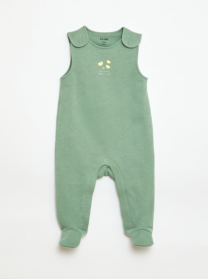 Set met body met lange mouwen + tuinbroek met voetjes Wit - Kiabi