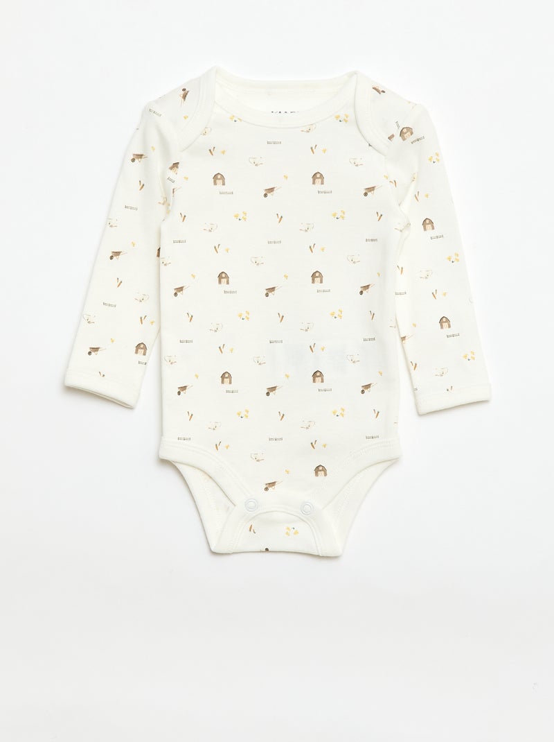 Set met body met lange mouwen + tuinbroek met voetjes Wit - Kiabi