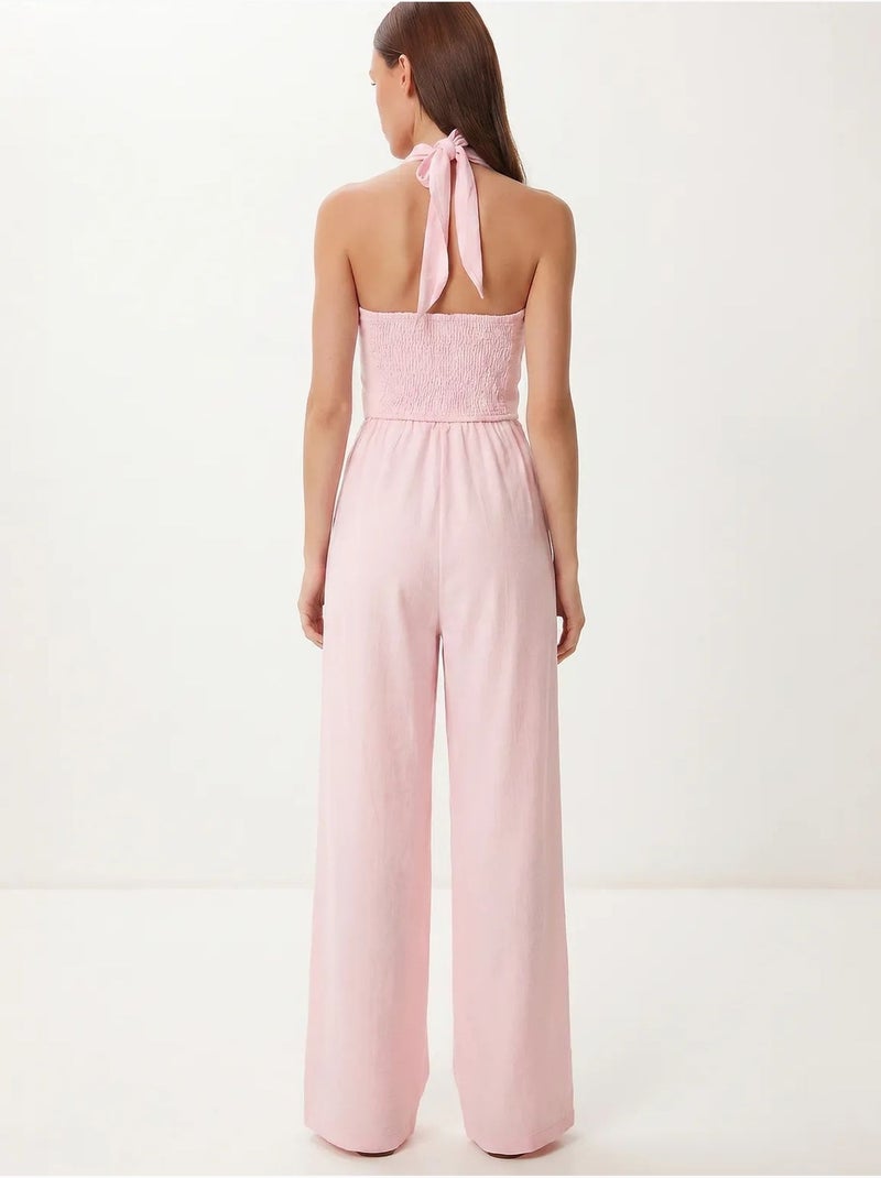 Set met halterblouse en wijde broek istanbul Roze - Kiabi