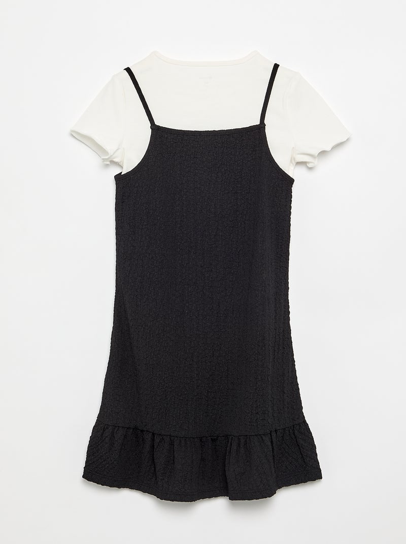 Set met jurk met spaghettibandjes en T-shirt - 2-delig Zwart - Kiabi