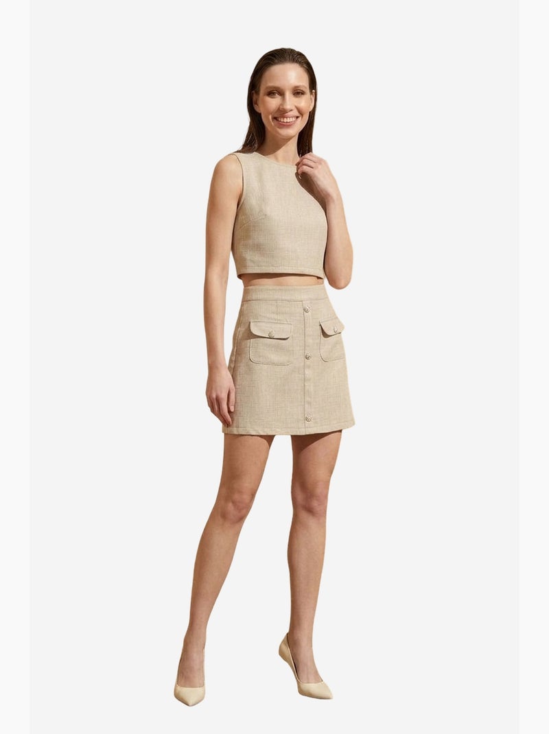 Set met katoenen gilet en mini-rok my fashion Klei-beige - Kiabi