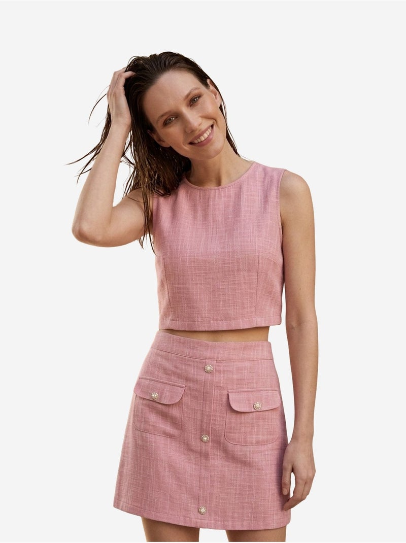 Set met katoenen gilet en mini-rok my fashion Oudroze - Kiabi