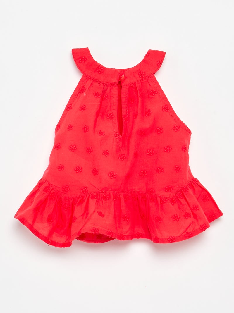 Set met mouwloze blouse en short Rood - Kiabi