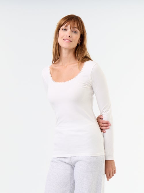 Set met nacht-T-shirts met ronde hals en kant - Kiabi