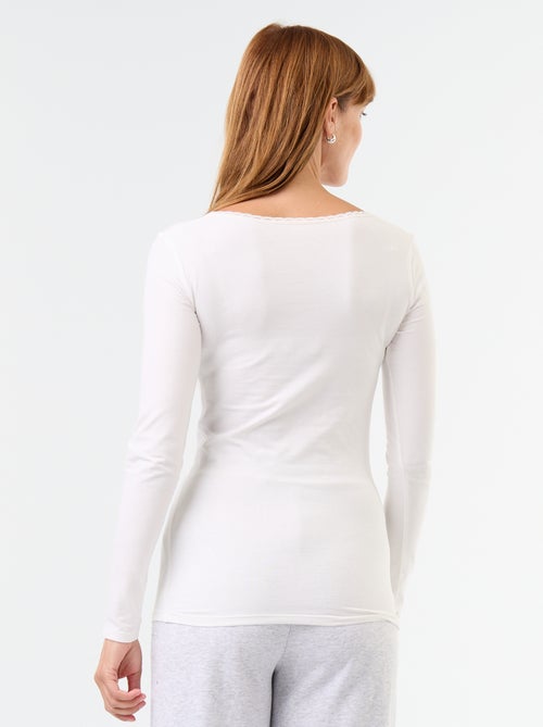Set met nacht-T-shirts met ronde hals en kant - Kiabi