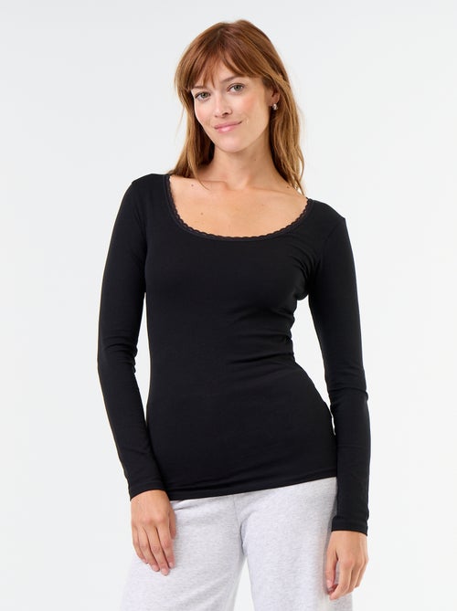 Set met nacht-T-shirts met ronde hals en kant - Kiabi