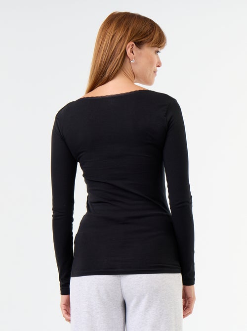 Set met nacht-T-shirts met ronde hals en kant - Kiabi