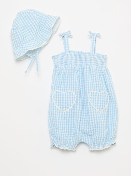 Set met romper + bucket hat met vichyruit - 2-delig - Kiabi
