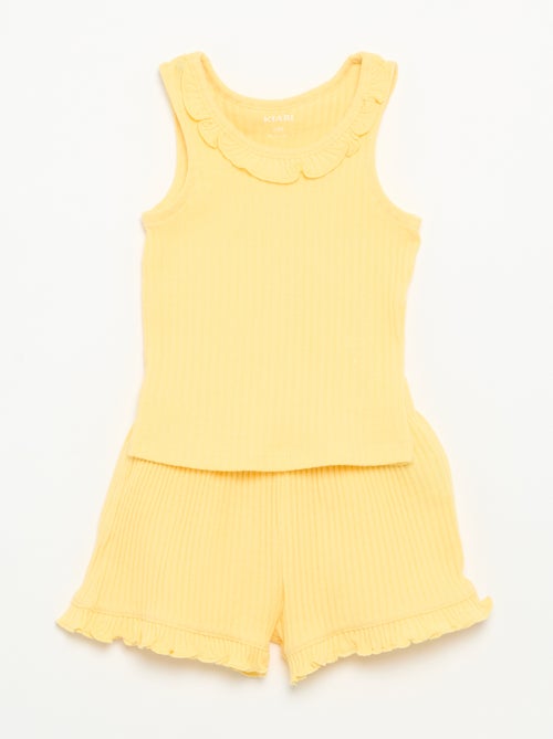Set met short en mouwloos topje van pointelle breisel - Kiabi Set met short en mouwloos topje van pointelle breisel - Kiabi