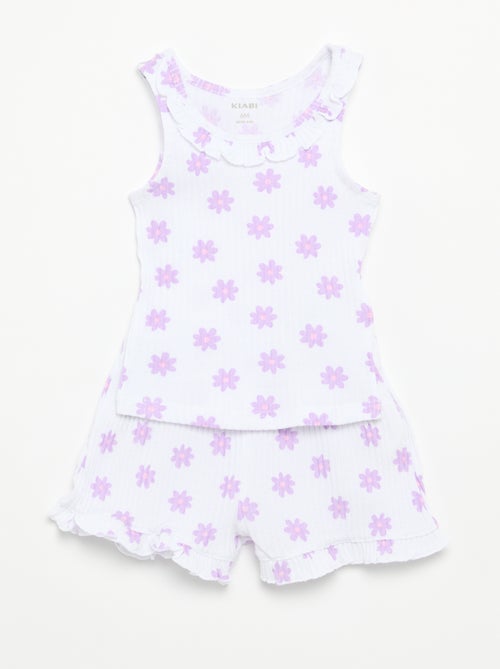 Set met short en mouwloos topje van pointelle breisel - Kiabi