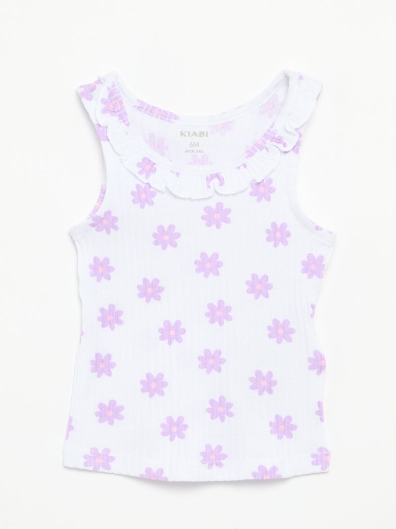 Set met short en mouwloos topje van pointelle breisel Wit - Kiabi