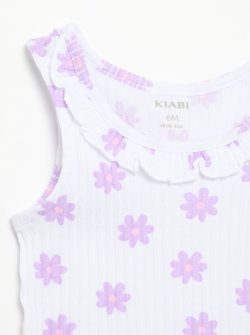 Set met short en mouwloos topje van pointelle breisel Wit - Kiabi