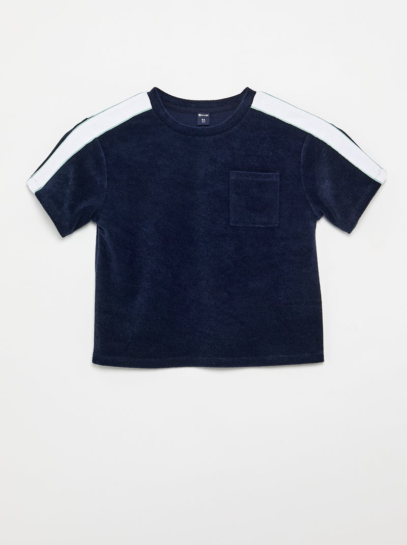 Set met short en T-shirt met contrasterende banden Blauw - Kiabi
