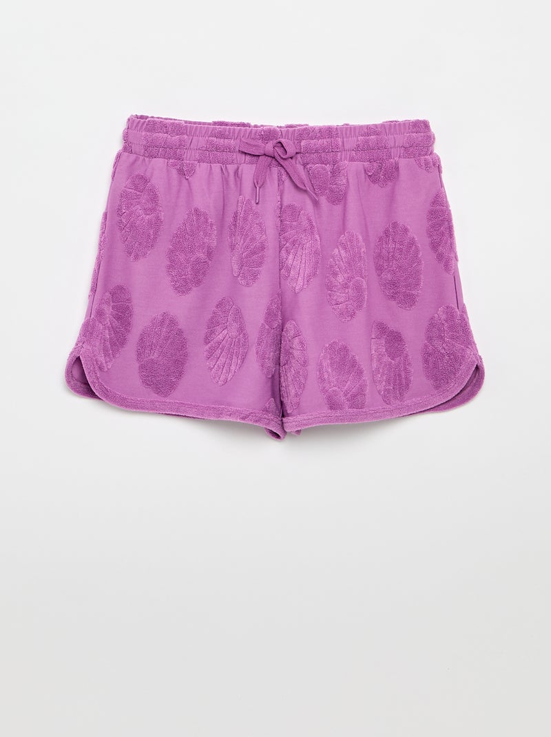 Set met short en T-shirt met details van bouclébreisel Paars - Kiabi