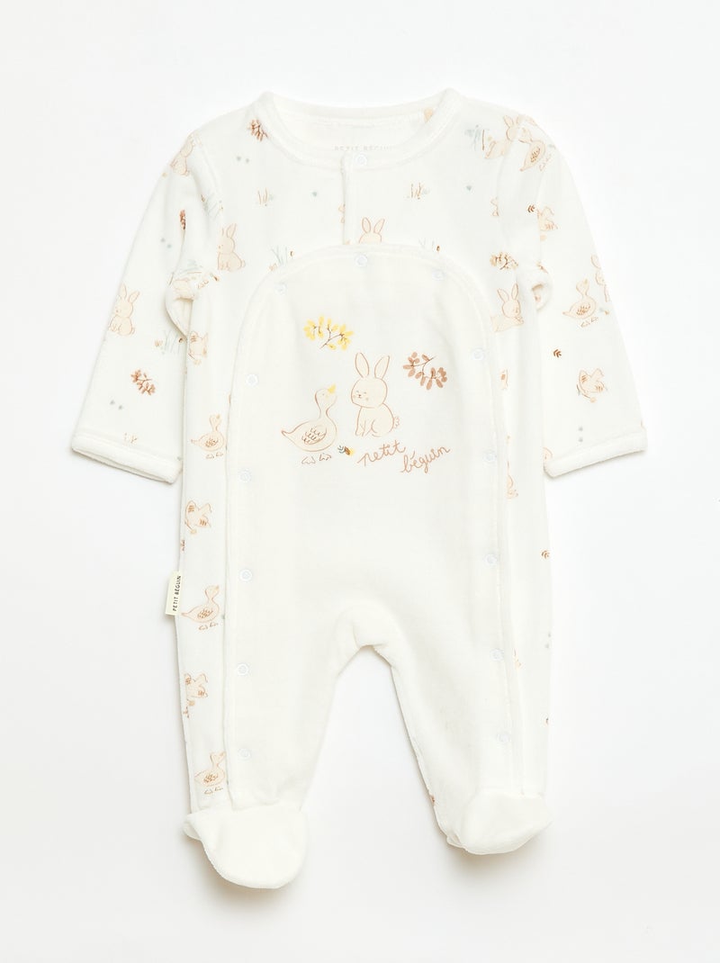 Set met slaapzak, body en knuffeldoek - 3-delig Wit - Kiabi