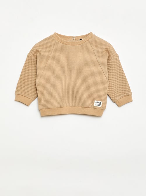 Set met sweatshirt en broek van gewafelde stof - 2-delig - Kiabi