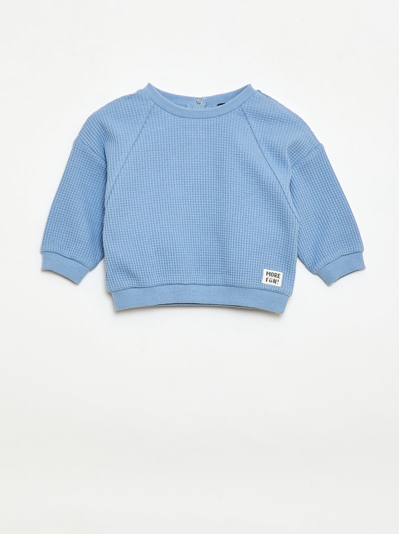 Set met sweatshirt en broek van gewafelde stof - 2-delig Blauw - Kiabi