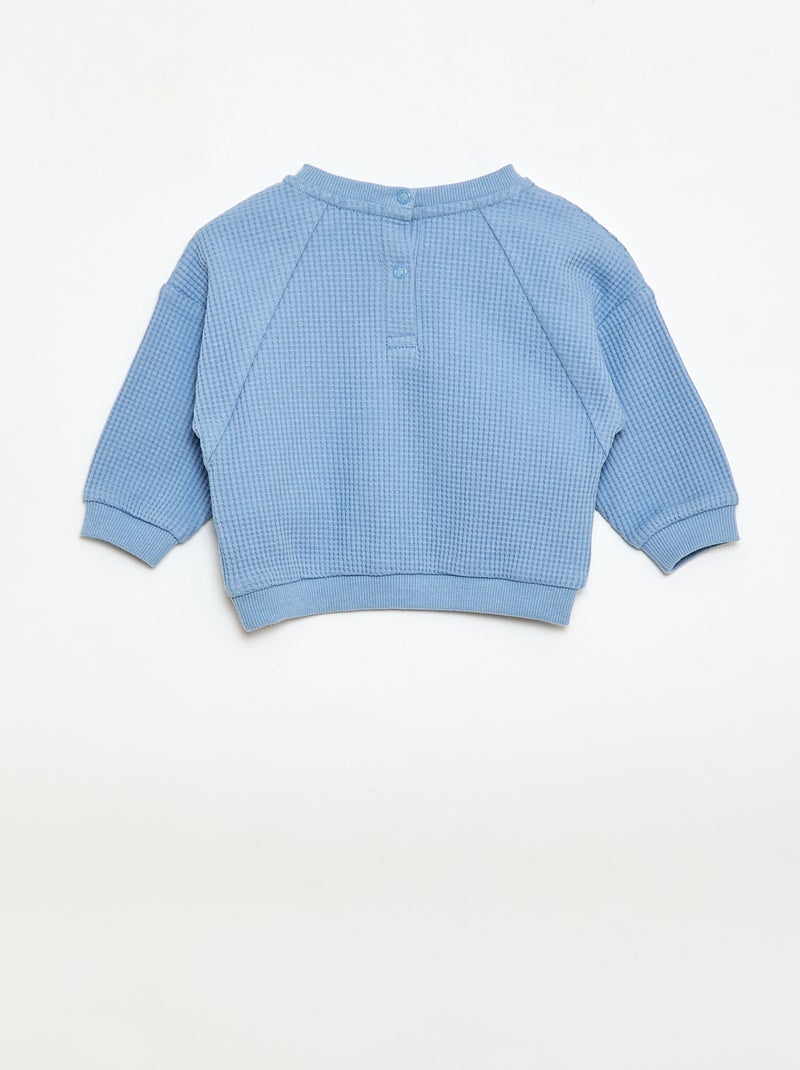 Set met sweatshirt en broek van gewafelde stof - 2-delig Blauw - Kiabi