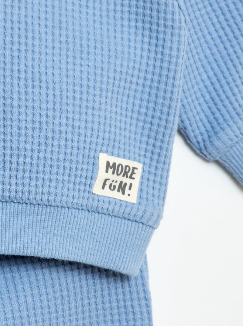 Set met sweatshirt en broek van gewafelde stof - 2-delig Blauw - Kiabi