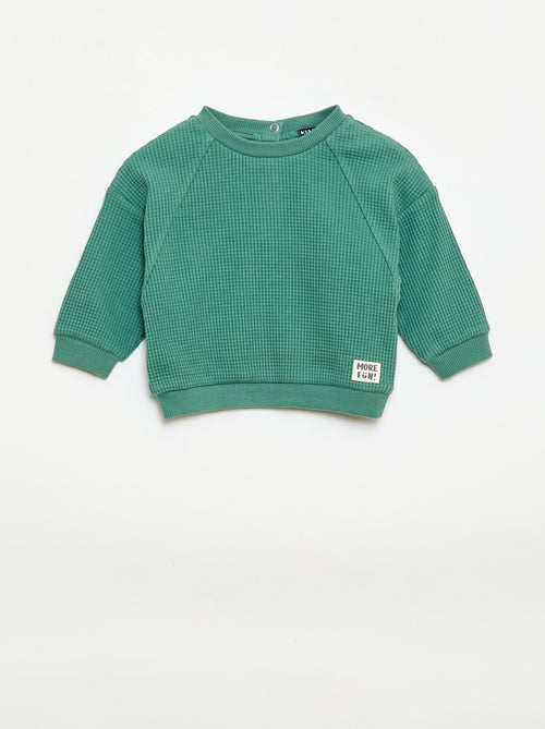 Set met sweatshirt en broek van gewafelde stof - 2-delig - Kiabi