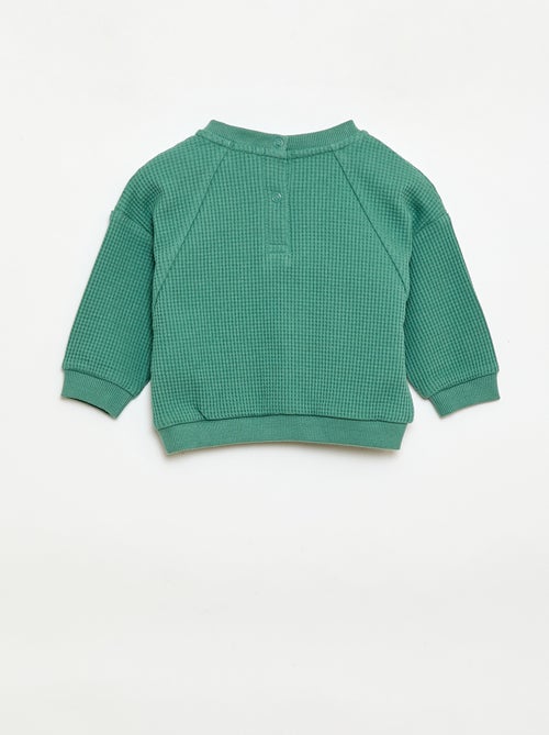 Set met sweatshirt en broek van gewafelde stof - 2-delig - Kiabi