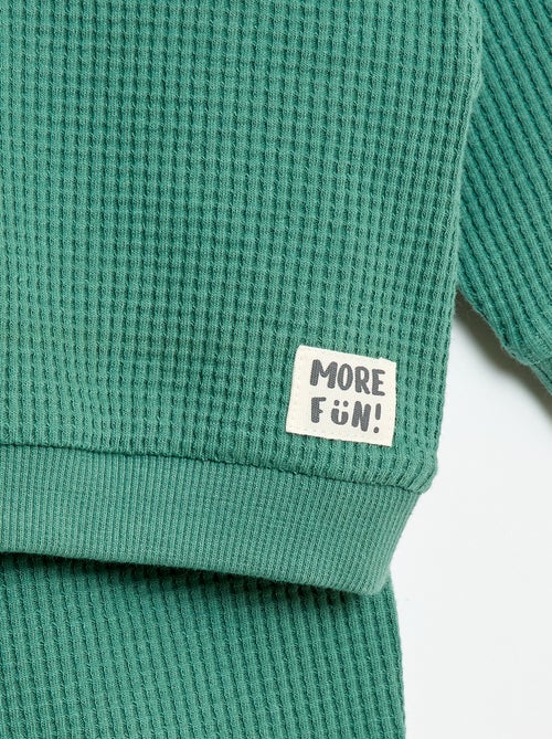 Set met sweatshirt en broek van gewafelde stof - 2-delig - Kiabi