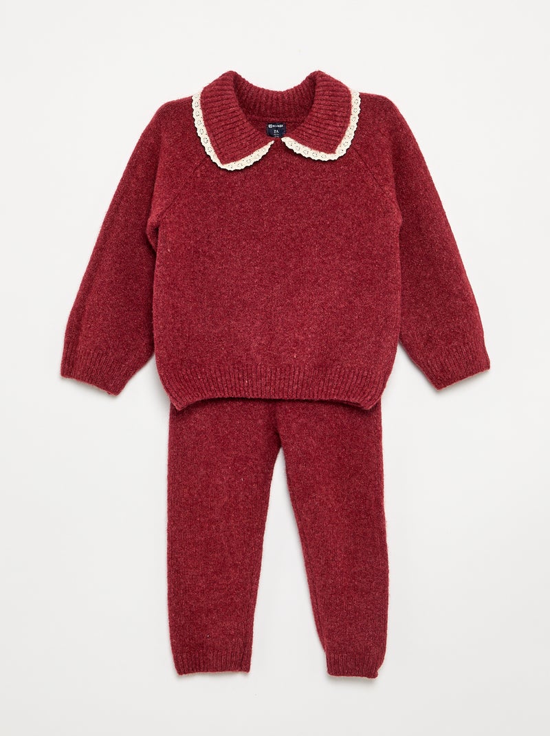 Set met sweatshirt + legging van jerseytricot - 2-delig Rood - Kiabi