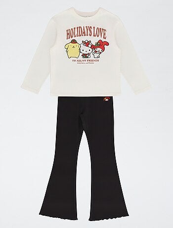 Set met T-shirt en flare legging 'Hello Kitty' - 2-delig