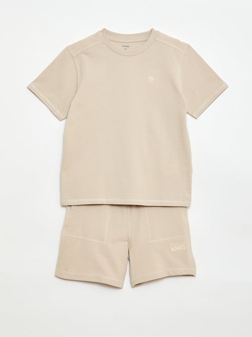Set met T-shirt en short van katoenpiqué - Kiabi