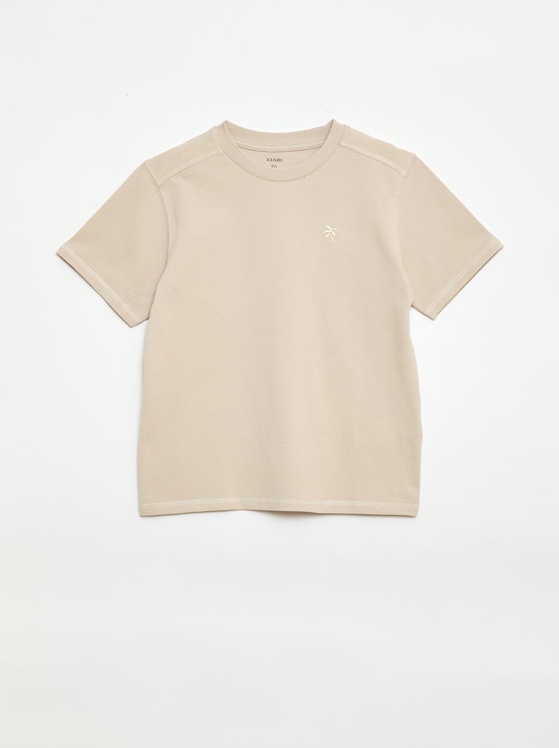 Set met T-shirt en short van katoenpiqué Biege - Kiabi