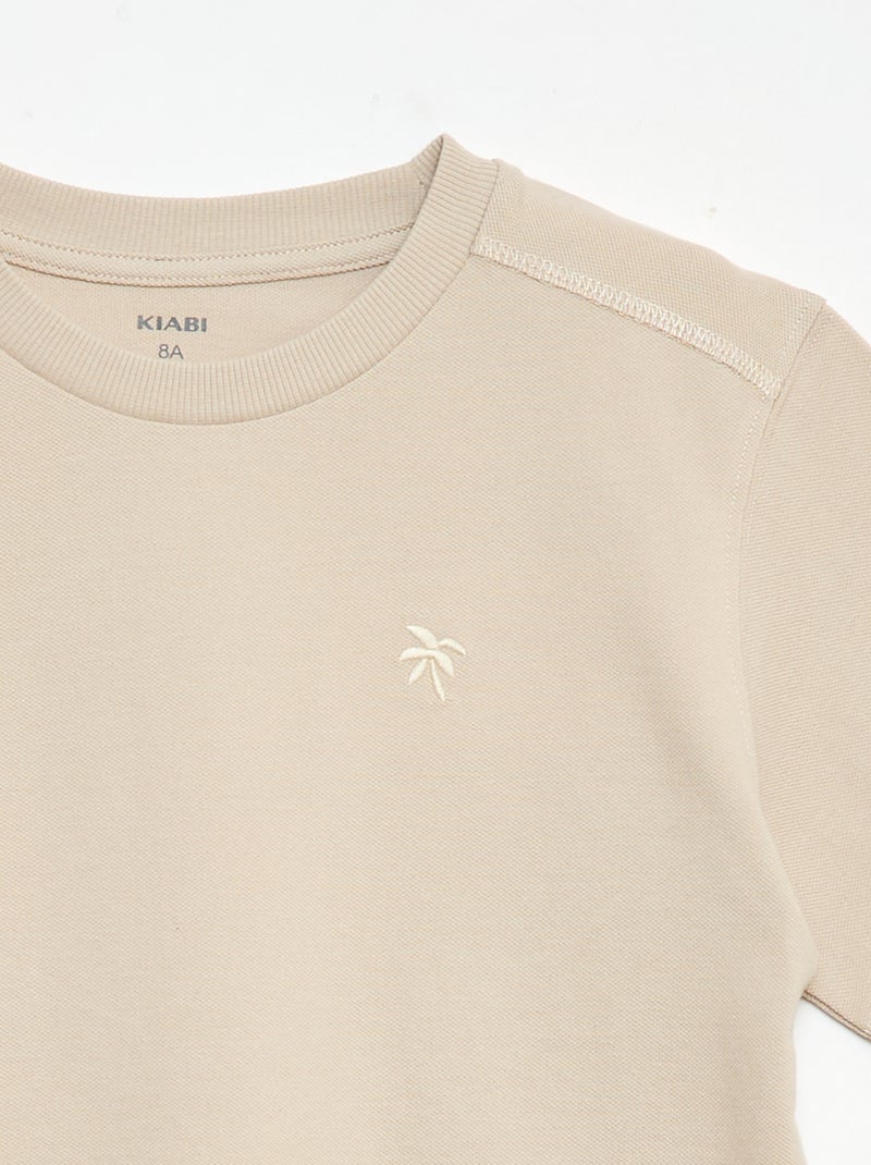 Set met T-shirt en short van katoenpiqué Biege - Kiabi