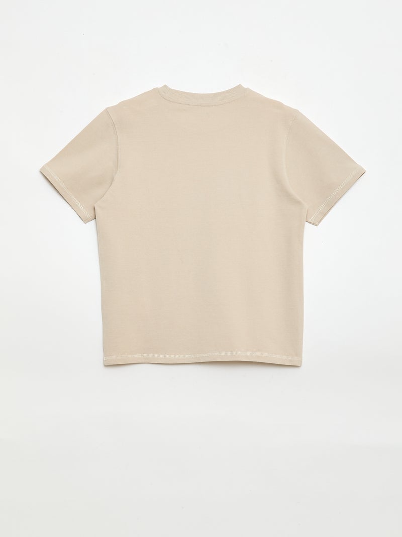 Set met T-shirt en short van katoenpiqué Biege - Kiabi