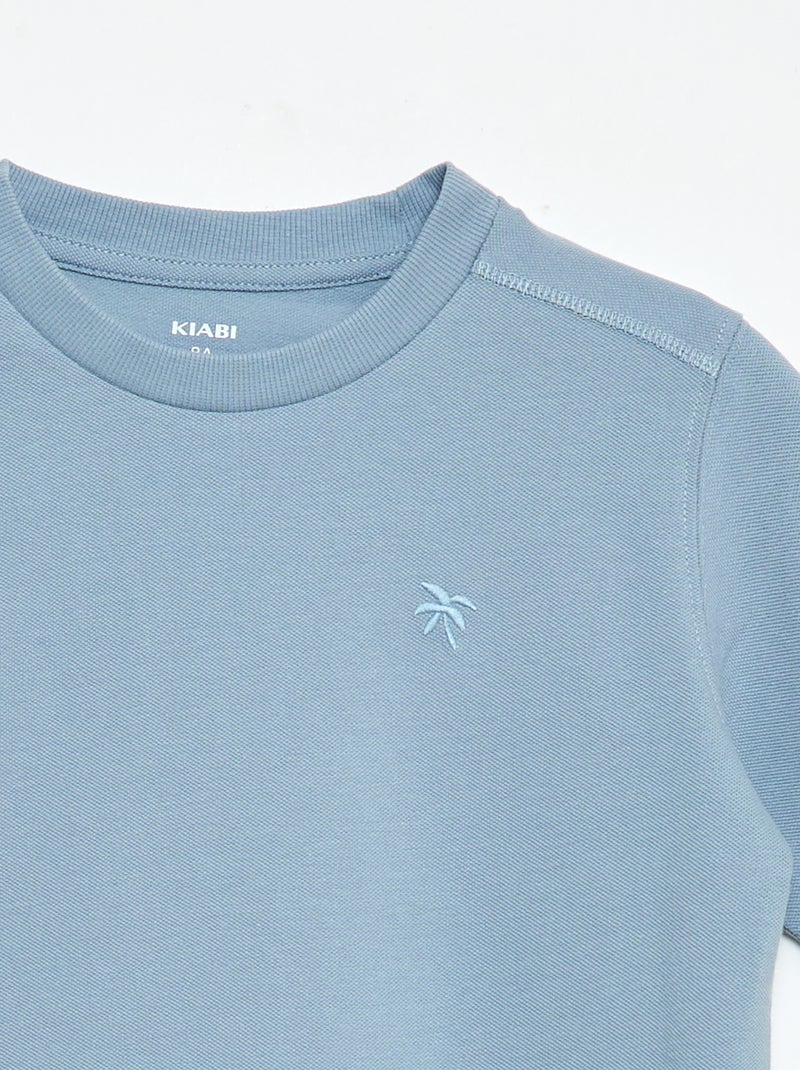 Set met T-shirt en short van katoenpiqué Blauw - Kiabi
