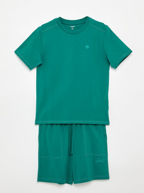 Set met T-shirt en short van katoenpiqué - Kiabi
