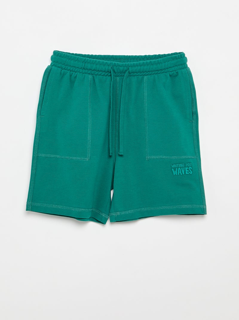 Set met T-shirt en short van katoenpiqué Groen - Kiabi